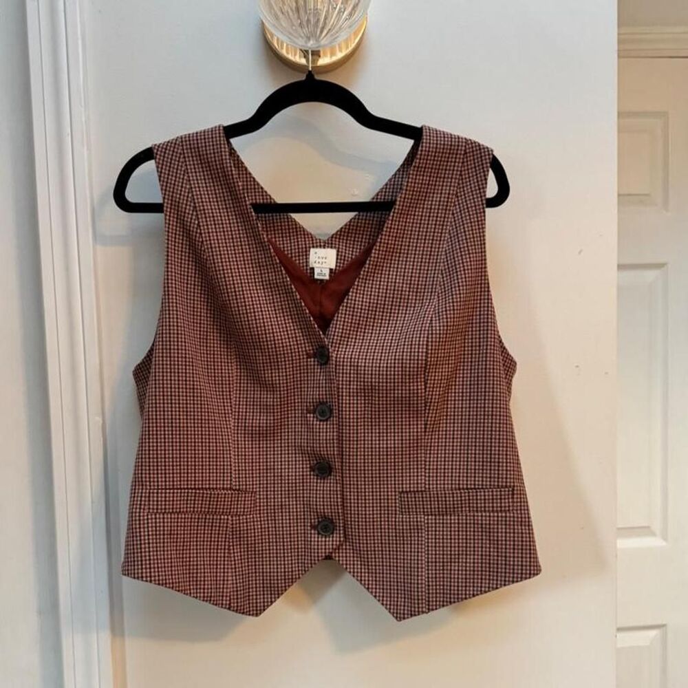 A New Day Fall Plaid Checkered Vest